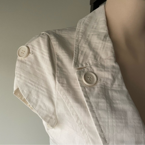 Y2K Vintage Costa Blanca Short Sleeve Blazer White 100% Cotton Size 6 Small - Picture 6 of 8